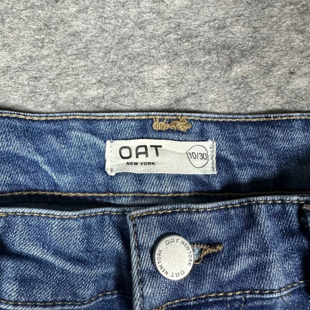OAT New York Womens Blue Straight Leg Raw Hem Jeans 10/30 - Picture 2 of 7